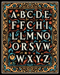 Ornate Alphabet Floral Border Print Rug