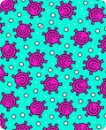 Bright Pink Sunburst Teal Dots Rug