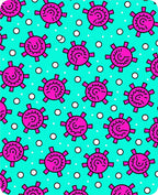Bright Pink Sunburst Teal Dots Rug