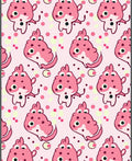 Kawaii Pink Blob Creatures Polka Dot Rug