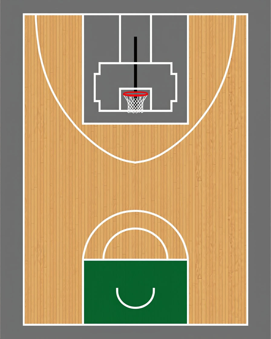 Classic Basketball Court Floor Rug