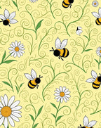 Whimsical Bee Daisy Swirls Garden Rug
