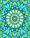 Vibrant Blue Green Floral Medallion Rug
