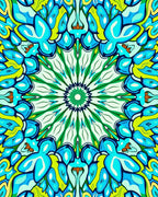 Vibrant Blue Green Floral Medallion Rug