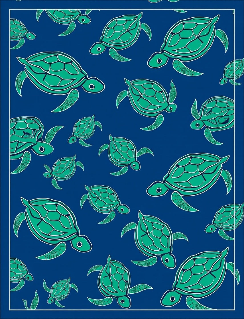 Blue Green Turtle Marine Life Rug