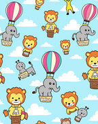 Circus Animals Hot Air Balloon Adventure Rug