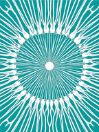 Turquoise White Sunburst Radial Rug