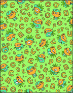 Whimsical Green Alphabet Characters Rug