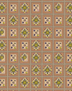 Brown Gold Yellow Medallion Square Rug