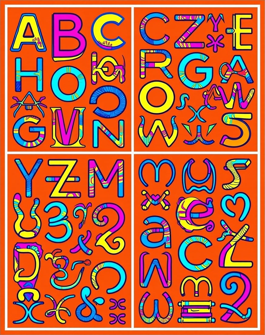 Vibrant Alphabet Collage Graphic Rug