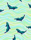 Teal Seal Swirls Ocean Rug
