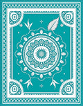 Teal Medallion Floral Border Rug