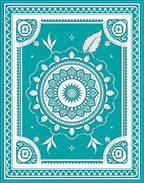 Teal Medallion Floral Border Rug