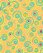 Playful Yellow Alphabet Swirls Rug