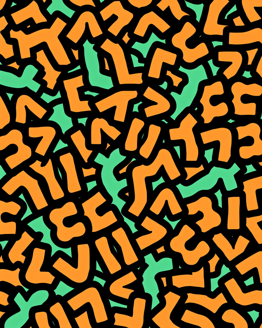 Retro Orange Mint Abstract Shapes Rug
