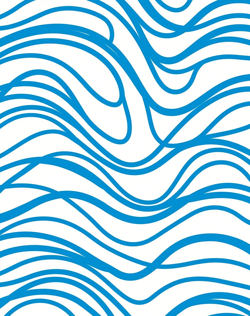 Oceanic Blue Flowing Waves Rug
