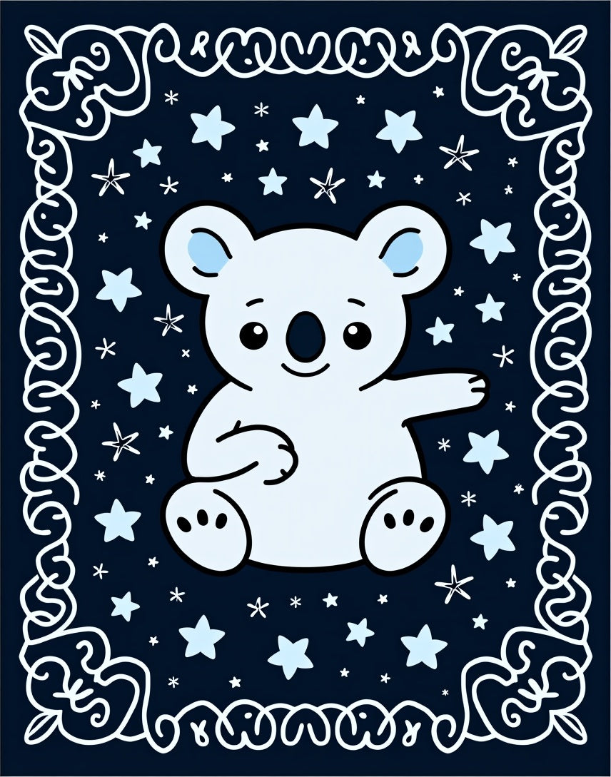 Cute White Koala Starry Night Rug