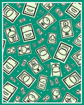 Emerald Green Cartoon Money Faces Rug