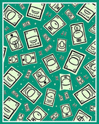 Emerald Green Cartoon Money Faces Rug