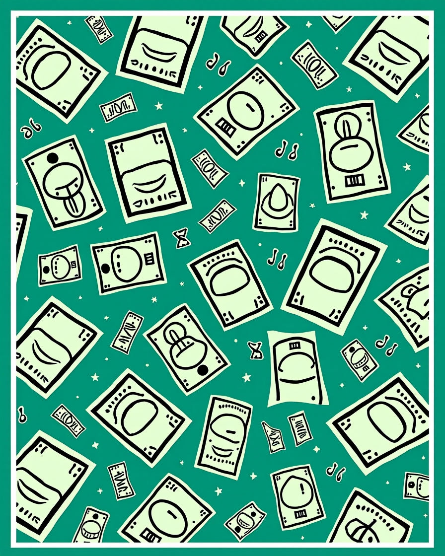 Emerald Green Cartoon Money Faces Rug