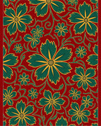 Crimson Teal Floral Vine Swirl Rug