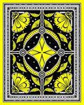 Vibrant Yellow Black Floral Frame Rug