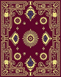 Maroon and Gold Sun Mandala Border Rug