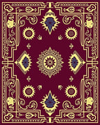 Maroon and Gold Sun Mandala Border Rug