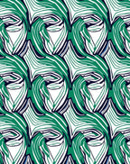 Abstract Emerald Swirls White Rug