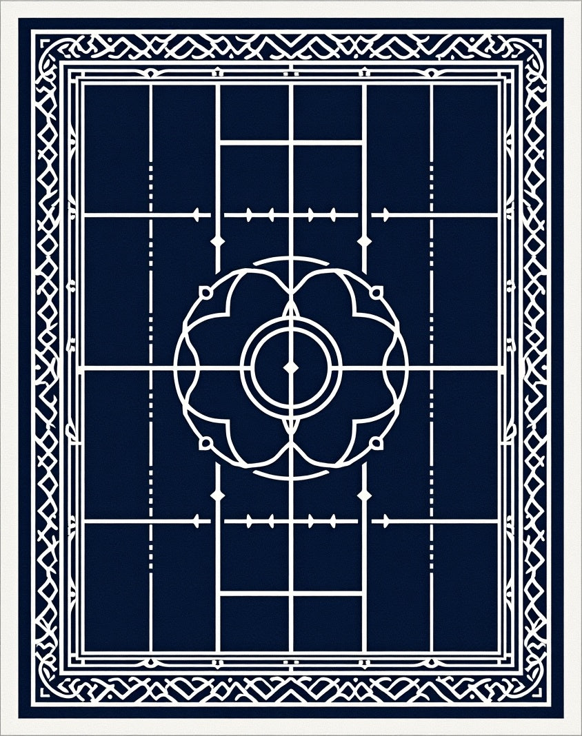 Deep Navy Geometric Mandala Outline Rug
