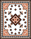 Graphic Orange Black Diamond Medallion Rug