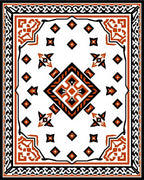 Graphic Orange Black Diamond Medallion Rug