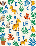 Jungle Alphabet Animals Botanical Whimsy Rug