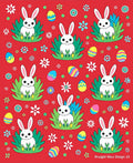 Playful White Bunny Easter Egg Meadow Rug
