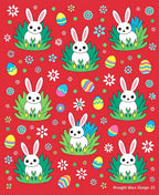 Playful White Bunny Easter Egg Meadow Rug