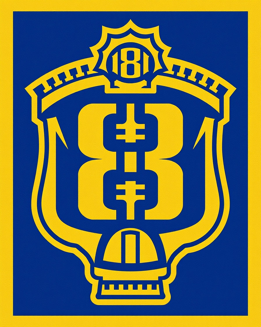 Royal Blue Yellow Emblem Rug