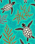 Aqua Sea Turtle Coral Waves Rug