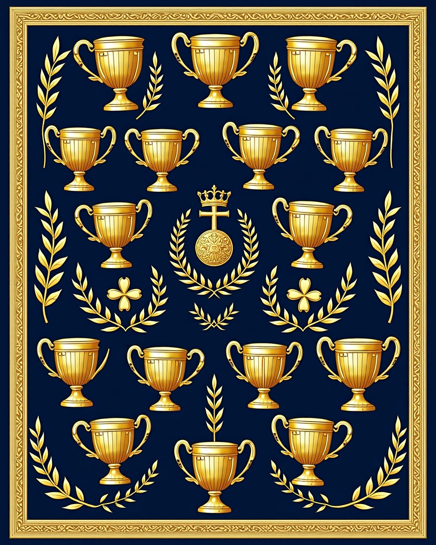 Golden Trophy Laurel Wreath Navy Rug