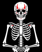 Bold White Skeleton Red Markings Rug