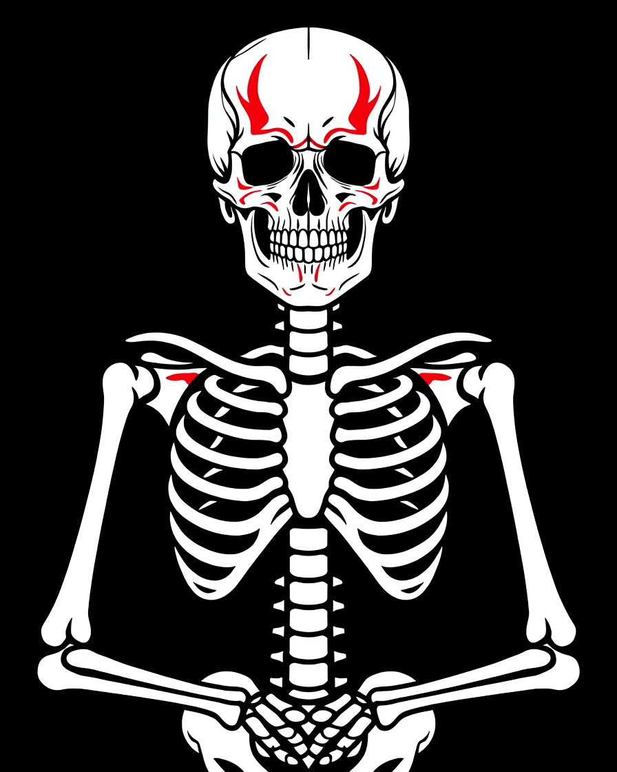 Bold White Skeleton Red Markings Rug