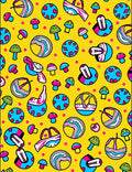 Psychedelic Mushroom Circles Yellow Rug