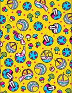 Psychedelic Mushroom Circles Yellow Rug