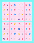 Playful Alphabet Grid Colorful Squares Rug