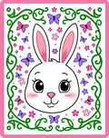Whimsical Bunny Butterflies Pink Green Rug