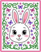 Whimsical Bunny Butterflies Pink Green Rug