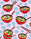 Whimsical Ramen Bowls Pink Swirl Rug
