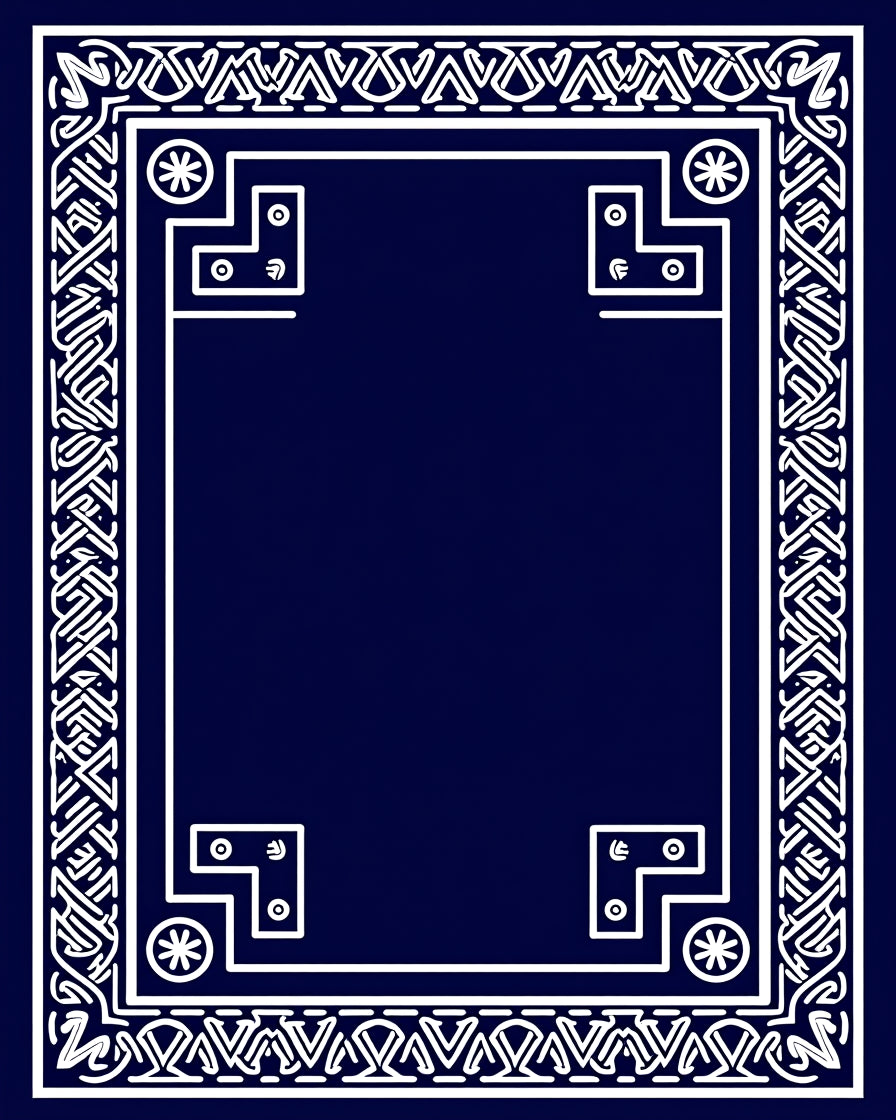 Navy White Geometric Celtic Border Rug