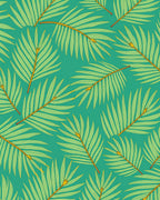 Green Palm Frond Teal Tropical Rug