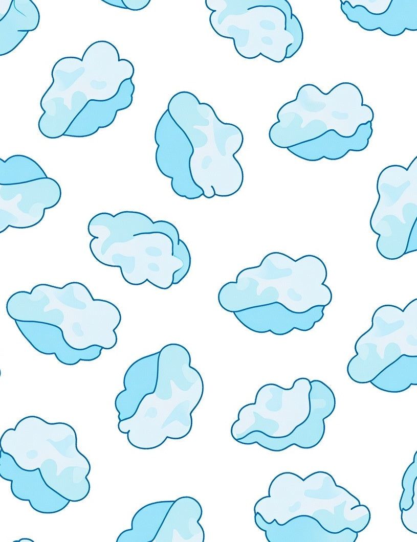 Sky Blue Puffy Cloud Collage Rug