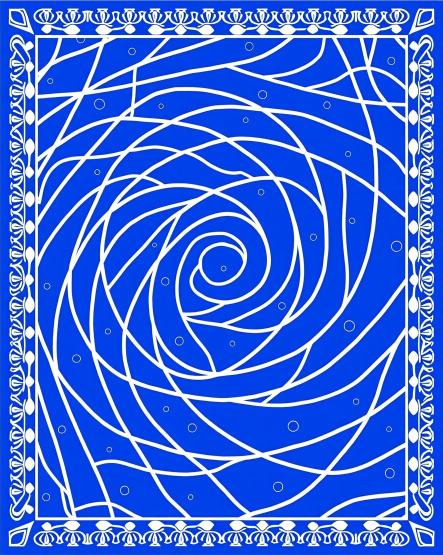 Vibrant Cobalt Swirl Medallion Rug